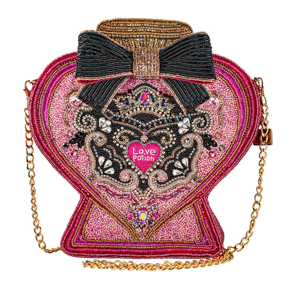 Mary Frances Love Potion Perfume Bottle Beaded Handbag Pink Black Bag Purse NEW